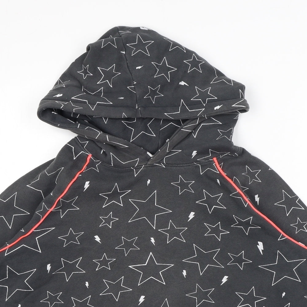 Scamp & Dude Boys Grey Geometric Cotton Pullover Hoodie Size 10-11 Years Pullover - Stars, Neon