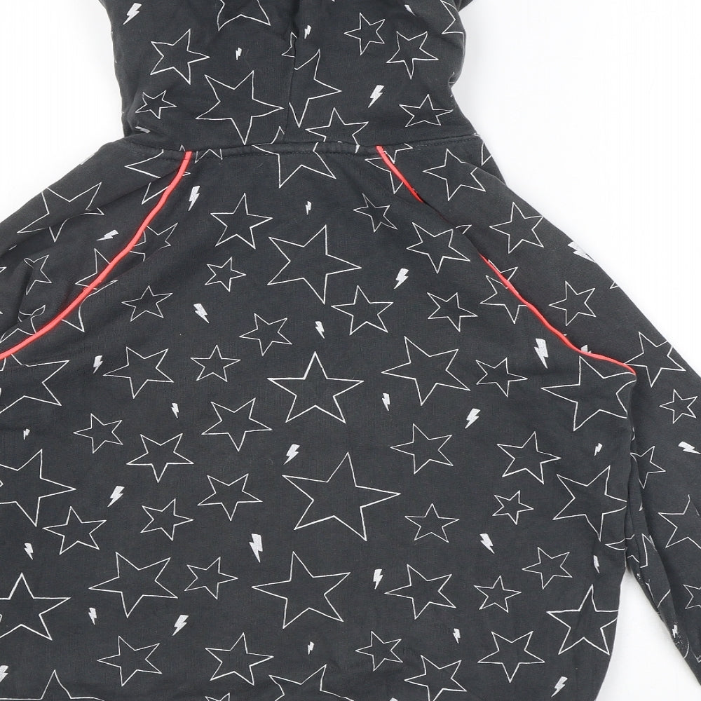 Scamp & Dude Boys Grey Geometric Cotton Pullover Hoodie Size 10-11 Years Pullover - Stars, Neon