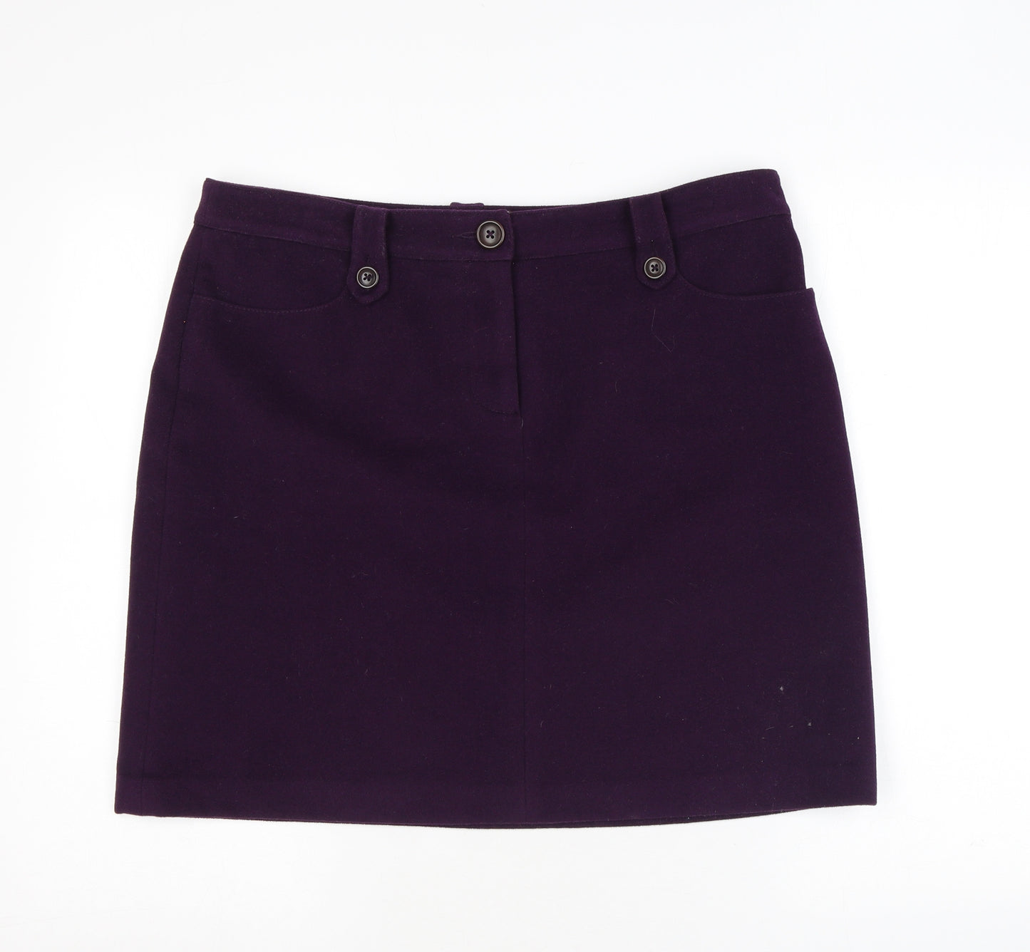 Boden Womens Purple Wool A-Line Skirt Size 16 Zip