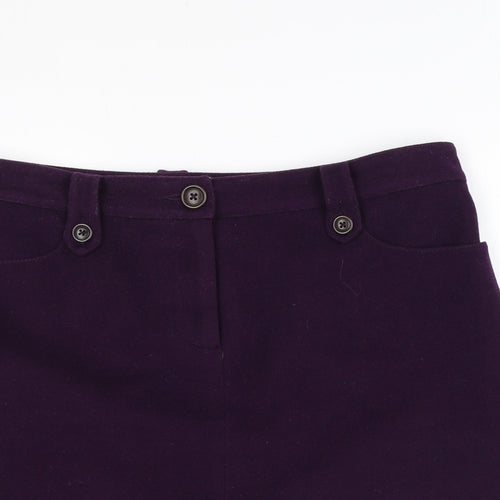 Boden Womens Purple Wool A-Line Skirt Size 16 Zip