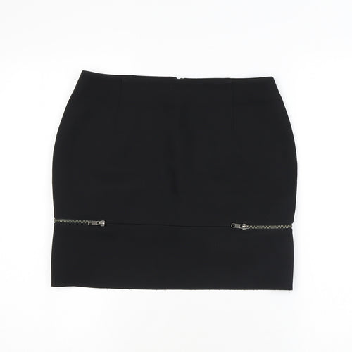 & Other Stories Womens Black Polyester A-Line Skirt Size 8 Zip