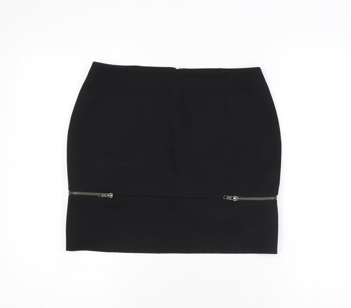 & Other Stories Womens Black Polyester A-Line Skirt Size 8 Zip