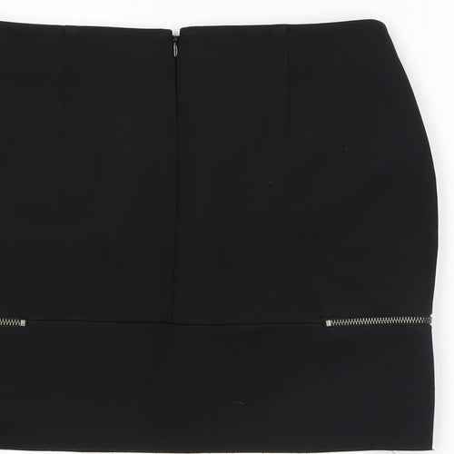 & Other Stories Womens Black Polyester A-Line Skirt Size 8 Zip