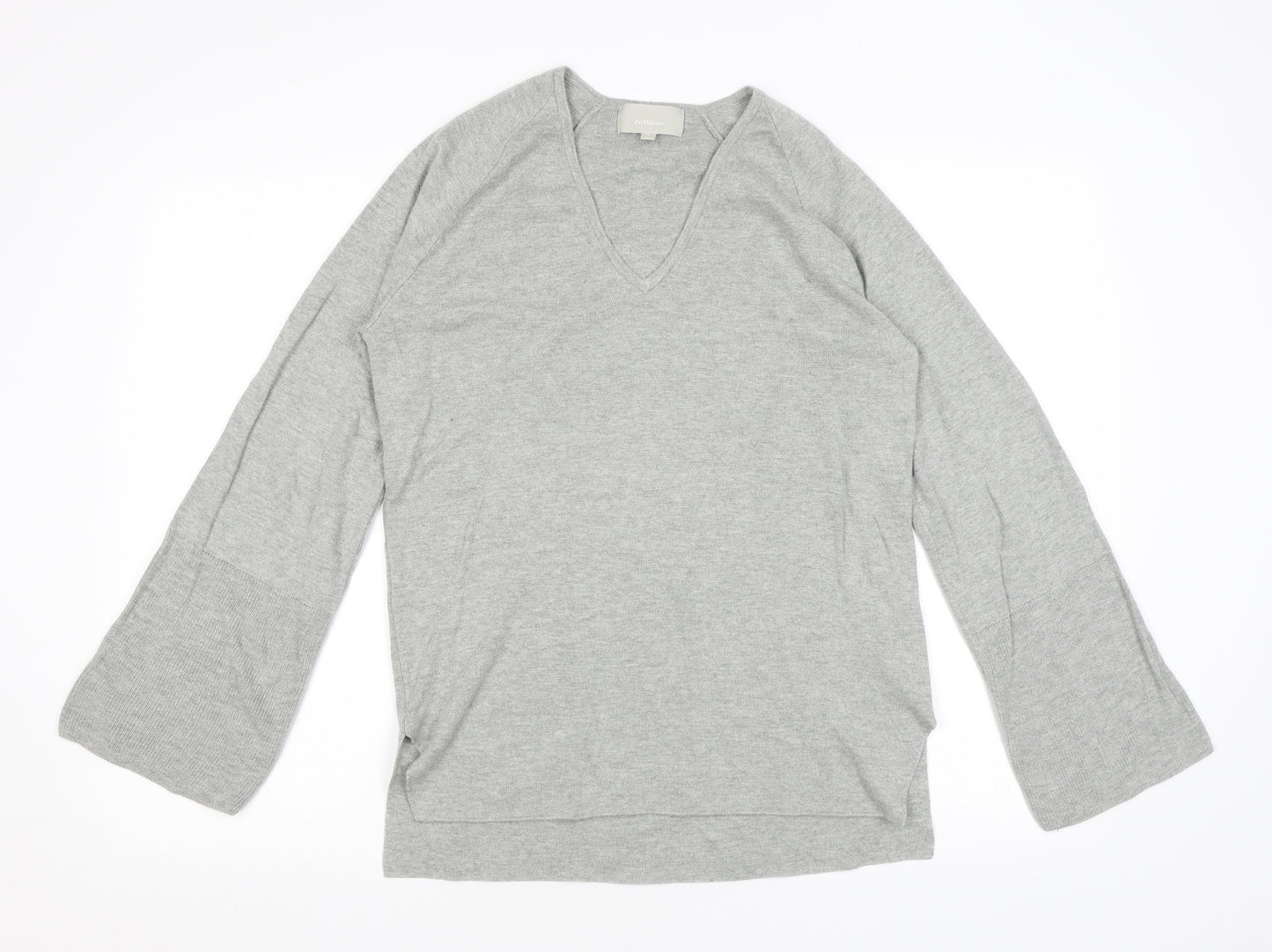 In Wear Womens Grey V-Neck Viscose Pullover Jumper Size S