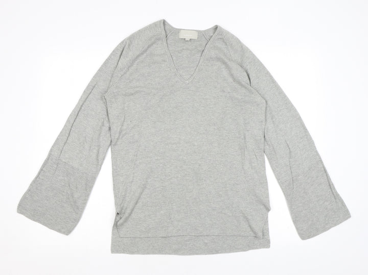 In Wear Womens Grey V-Neck Viscose Pullover Jumper Size S