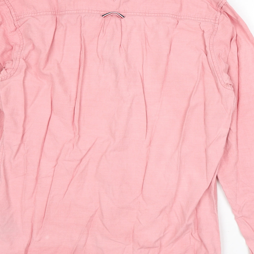 Tommy Jeans Mens Pink Cotton Button-Up Size L Collared Button