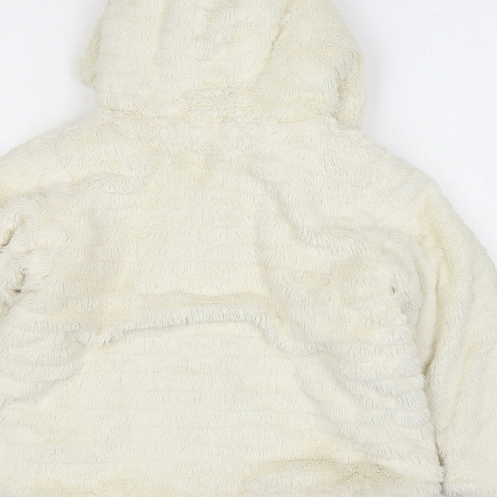 Minoti Girls Ivory Basic Coat Coat Size 3-4 Years Snap - Teddy Bear Style