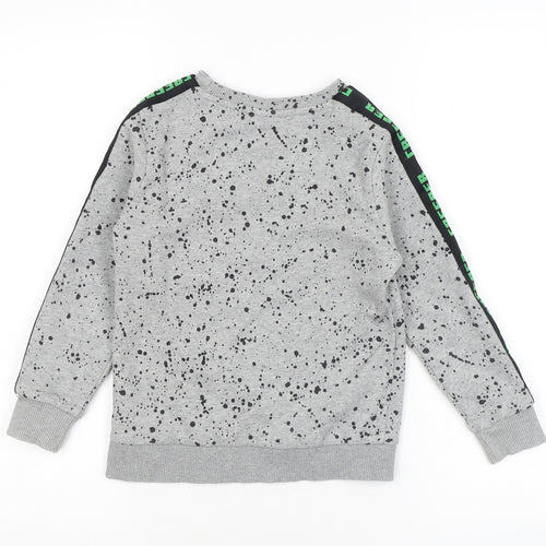 Minecraft Boys Grey Spotted Cotton Pullover Sweatshirt Size 5-6 Years Pullover - Creeper