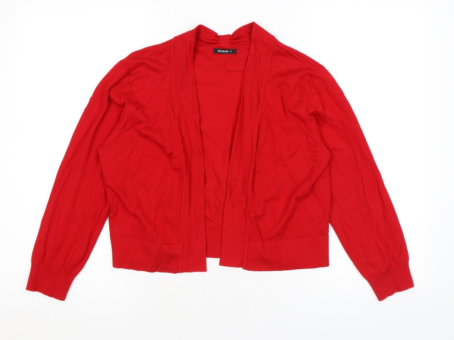 Roman Womens Red V-Neck Viscose Cardigan Jumper Size 12