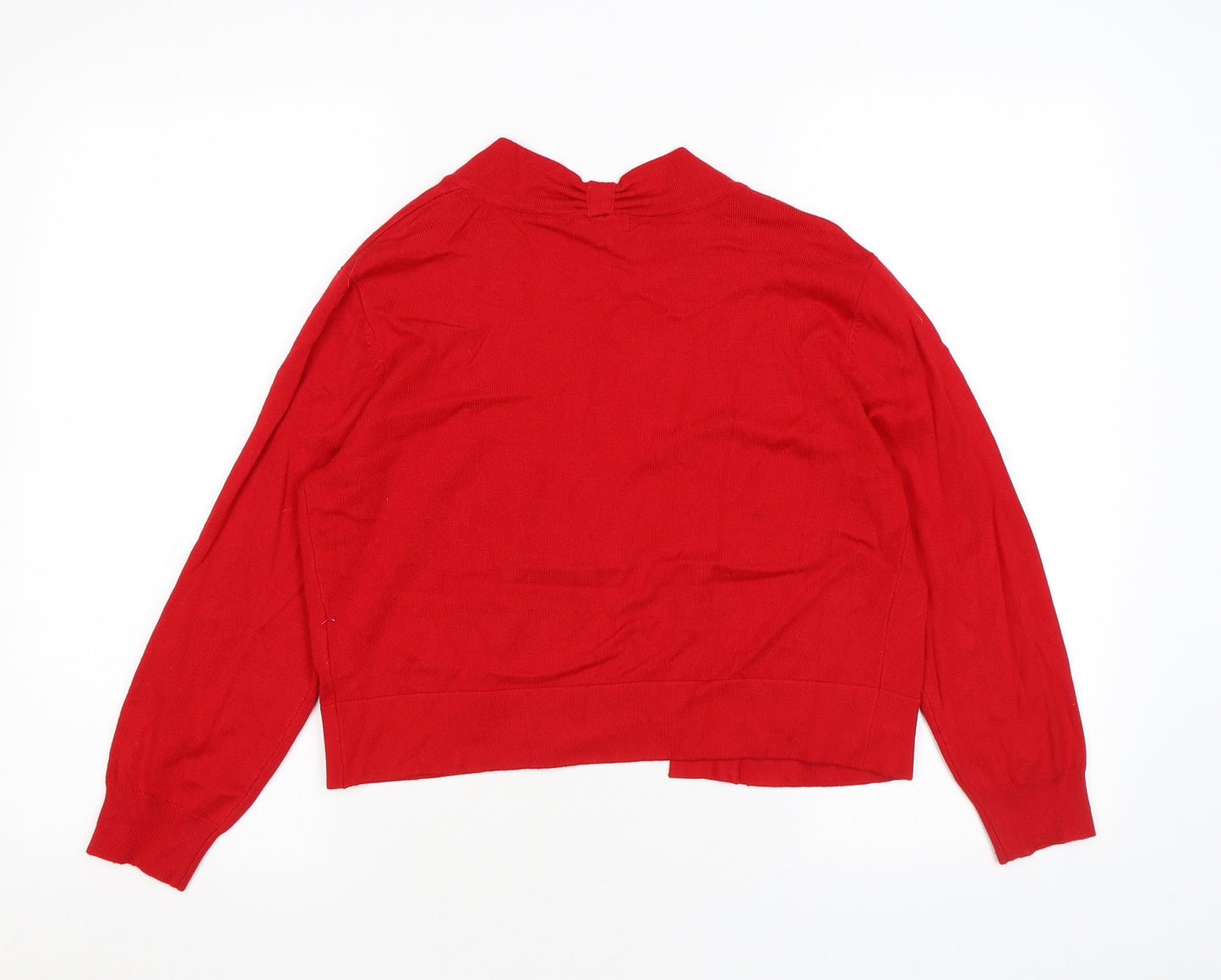 Roman Womens Red V-Neck Viscose Cardigan Jumper Size 12