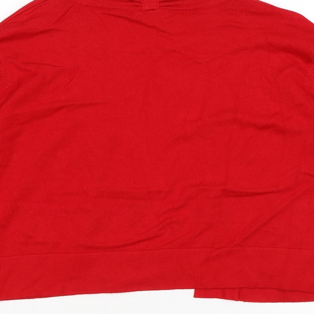 Roman Womens Red V-Neck Viscose Cardigan Jumper Size 12