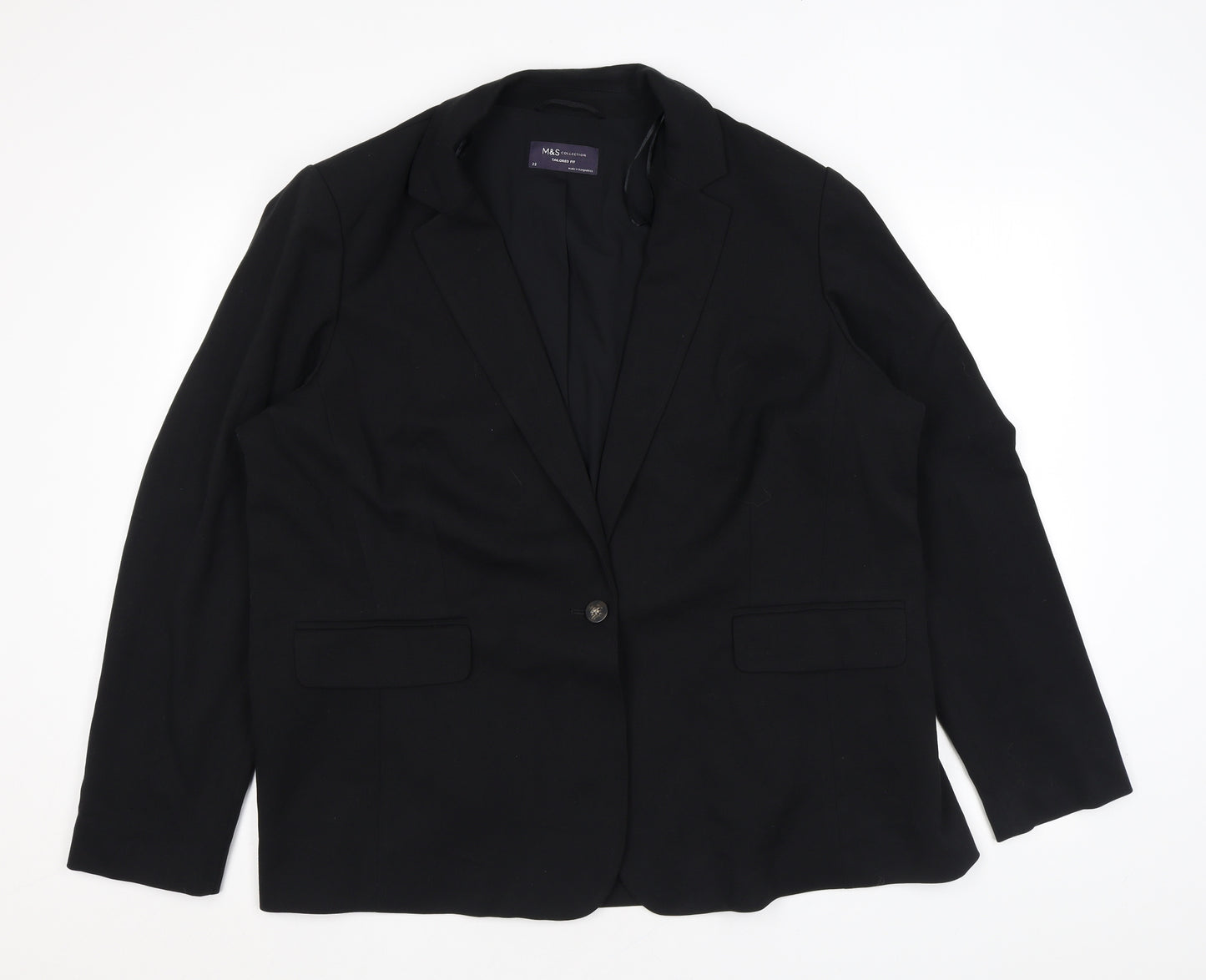 Marks and Spencer Womens Black Polyester Jacket Blazer Size 22