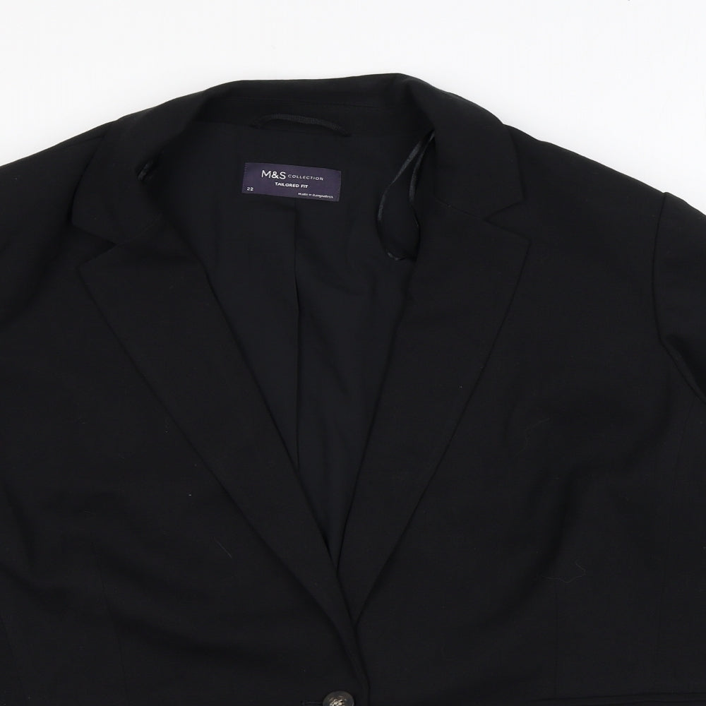 Marks and Spencer Womens Black Polyester Jacket Blazer Size 22