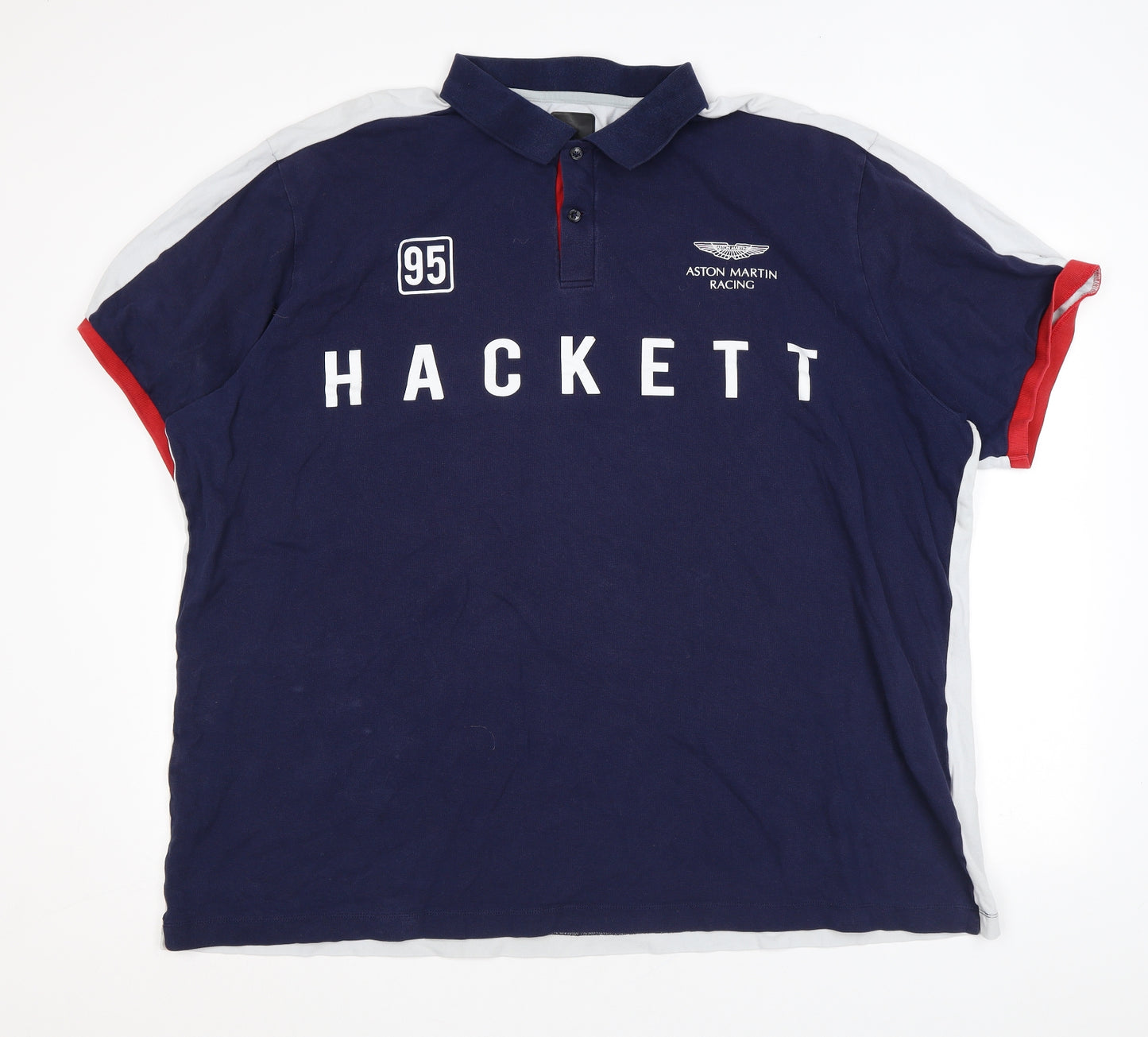 Aston Martin Mens Blue Cotton Polo Size 3XL Collared Button - Hackett Aston Martin Racing