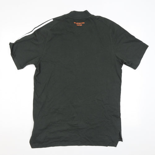 adidas Mens Green Cotton T-Shirt Size M Round Neck - Manchester United
