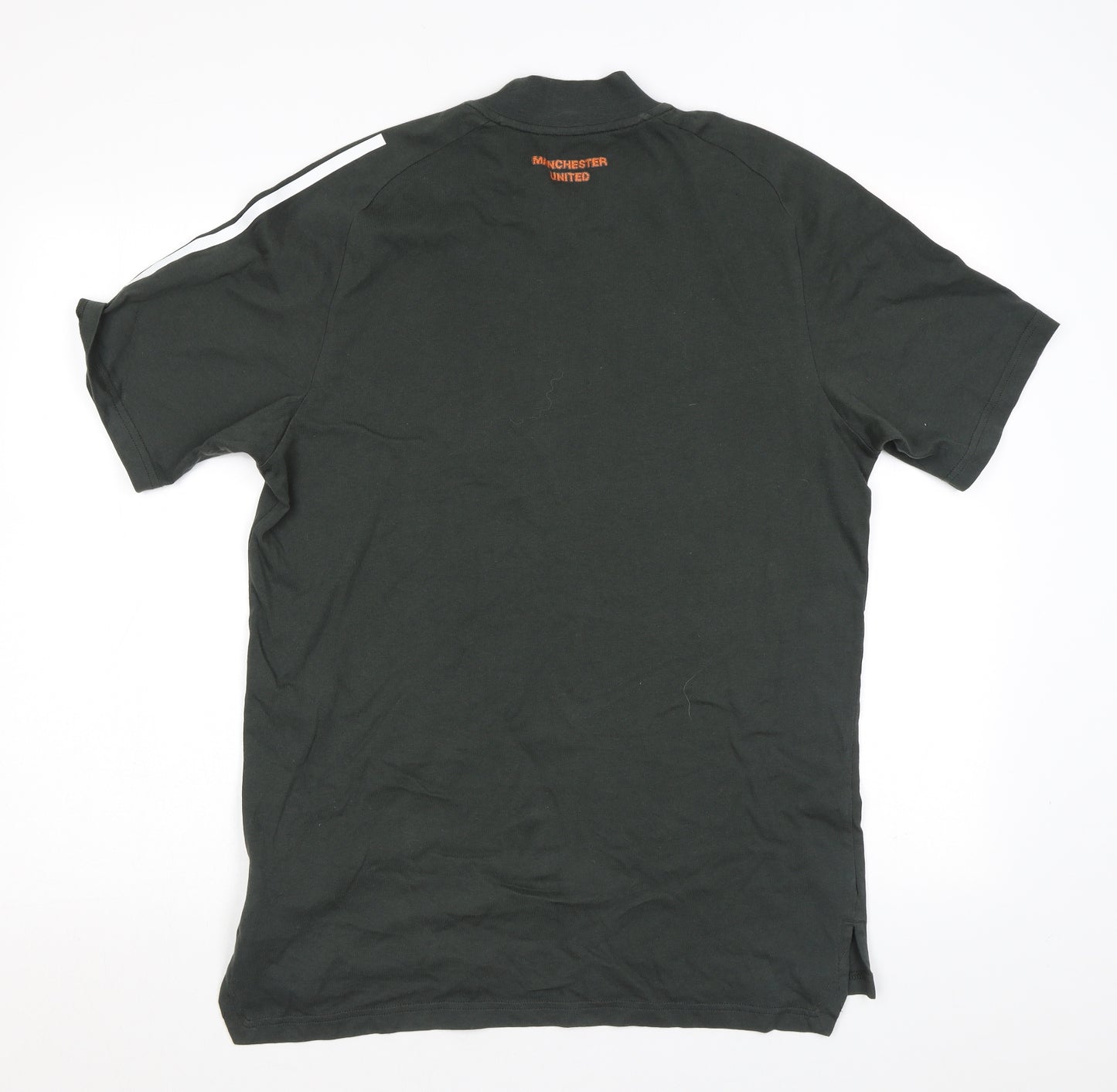 adidas Mens Green Cotton T-Shirt Size M Round Neck - Manchester United