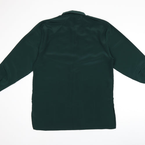 Cleo Womens Green Geometric Polyester Basic Button-Up Size 10 Collared - Embroidery