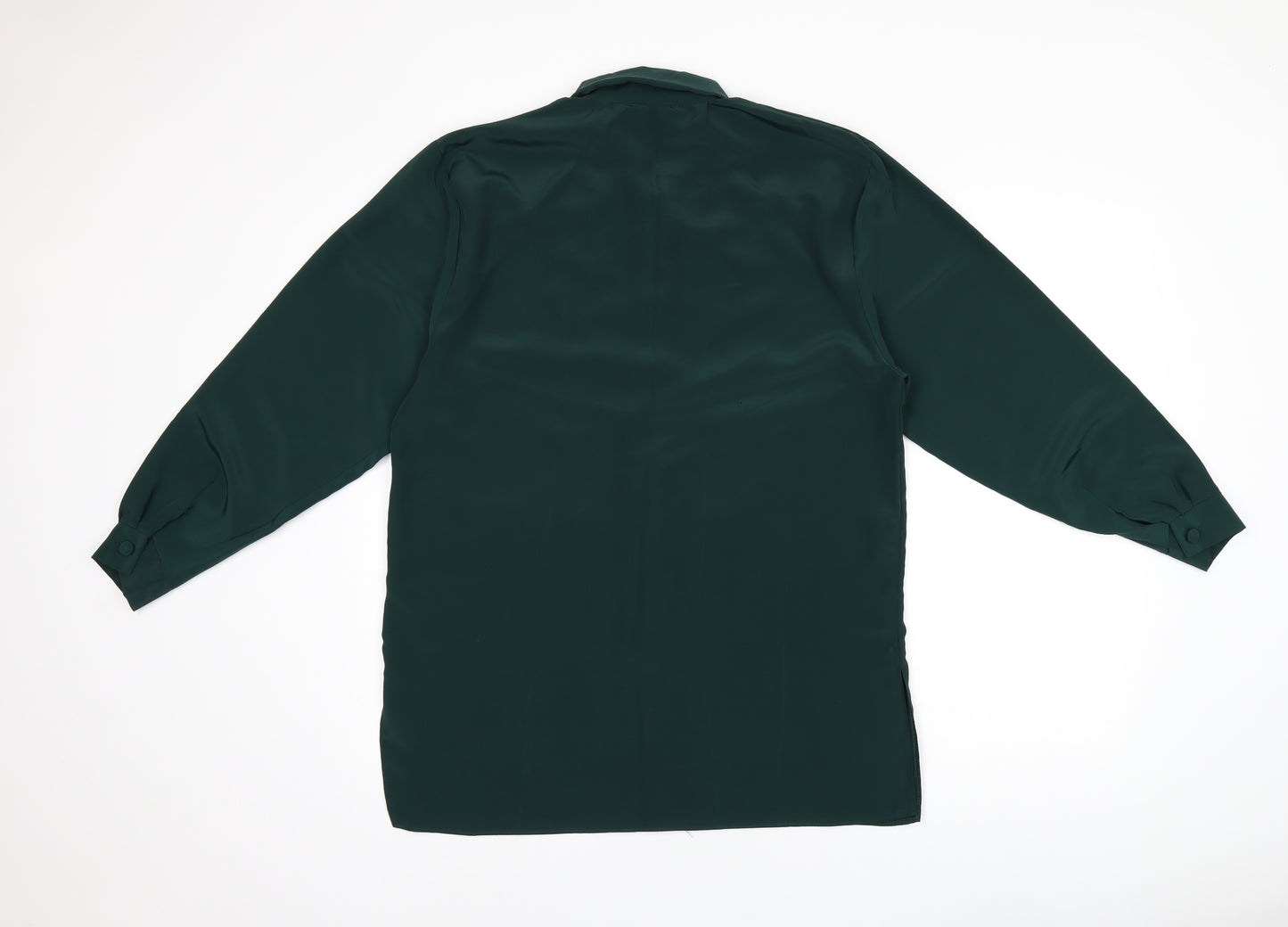 Cleo Womens Green Geometric Polyester Basic Button-Up Size 10 Collared - Embroidery