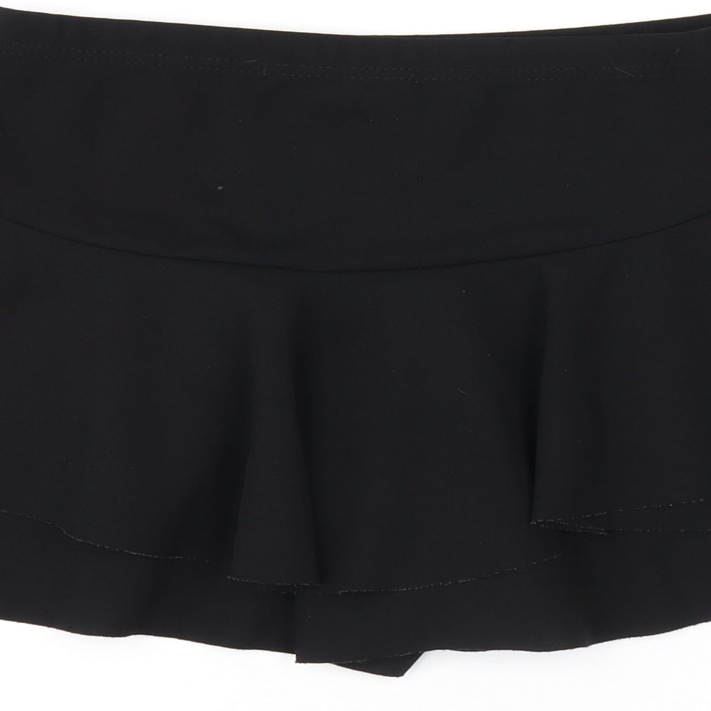 Edge Street Womens Black Polyester Skort Skirt Size 8 Drawstring - Ruffles