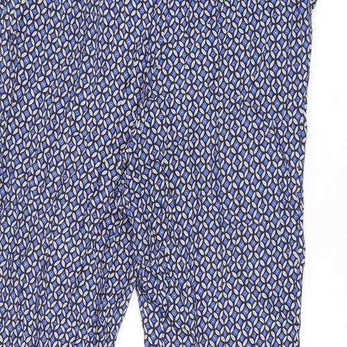 Kachel Womens Blue Geometric Viscose Capri Trousers Size 12 L24 in Regular Zip