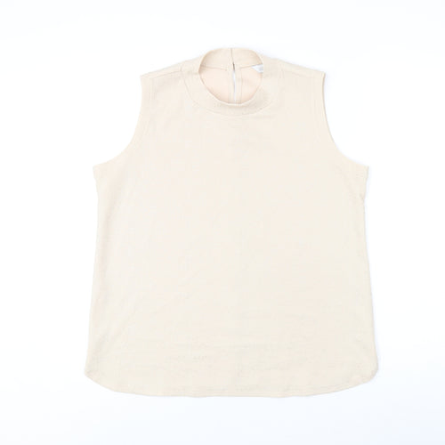 Label Be Womens Beige Polyester Basic Tank Size 14 Round Neck - Metallised Fibres Effect