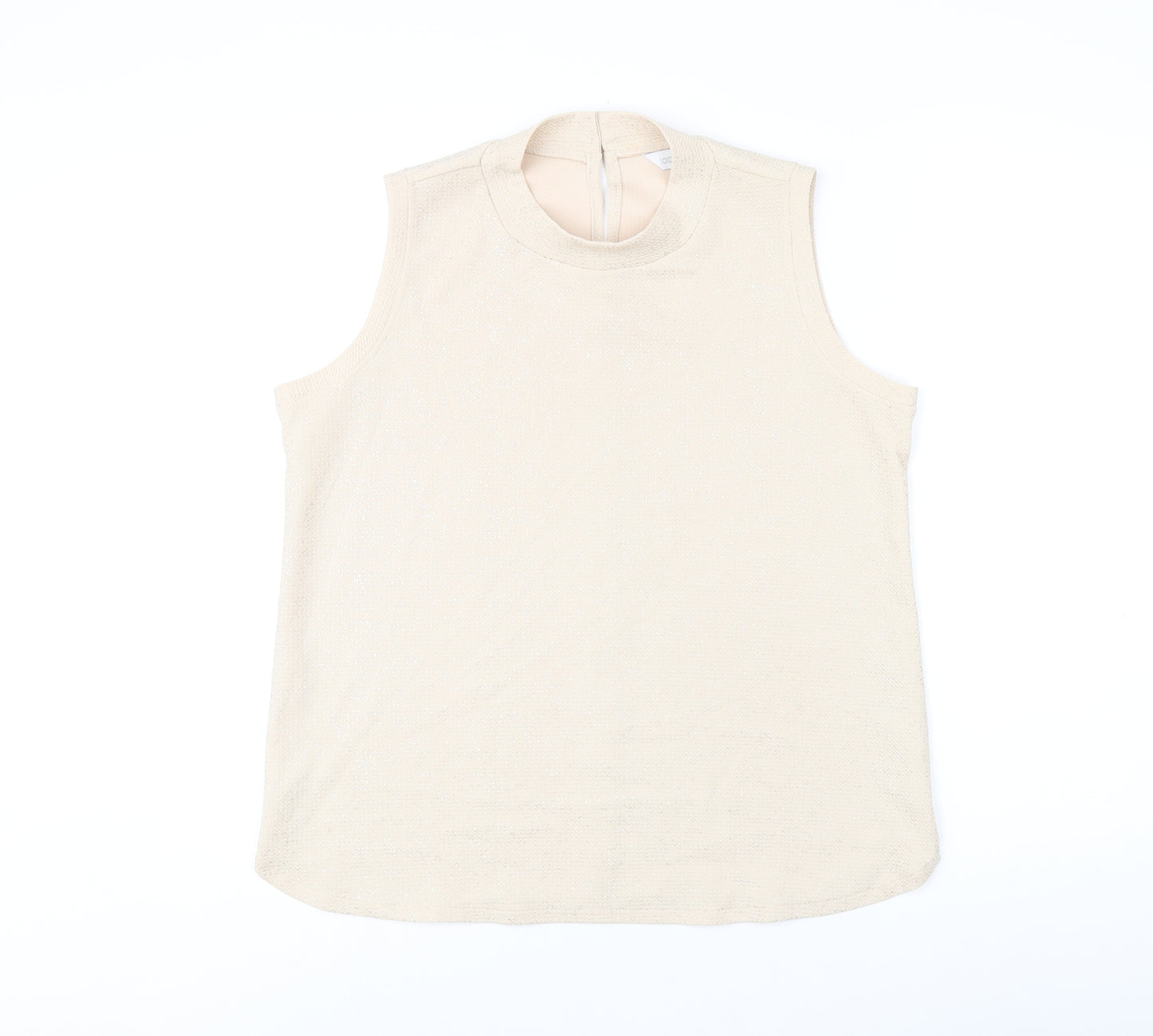 Label Be Womens Beige Polyester Basic Tank Size 14 Round Neck - Metallised Fibres Effect