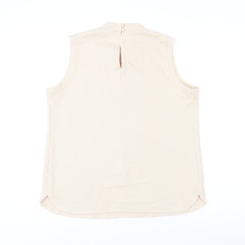 Label Be Womens Beige Polyester Basic Tank Size 14 Round Neck - Metallised Fibres Effect