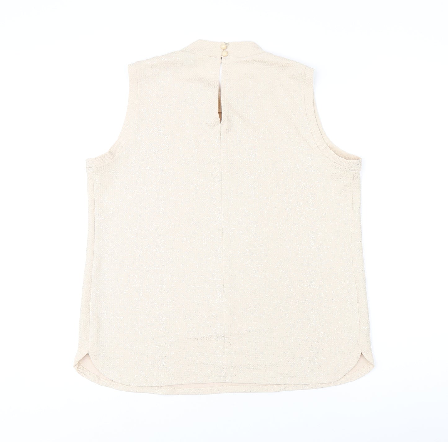 Label Be Womens Beige Polyester Basic Tank Size 14 Round Neck - Metallised Fibres Effect