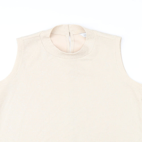 Label Be Womens Beige Polyester Basic Tank Size 14 Round Neck - Metallised Fibres Effect
