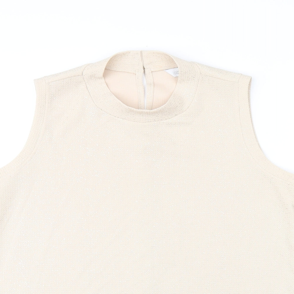 Label Be Womens Beige Polyester Basic Tank Size 14 Round Neck - Metallised Fibres Effect
