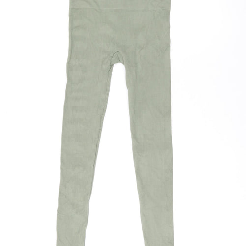 Stradivarius Womens Green Polyamide Capri Leggings Size S L24.5 in - Ribbed