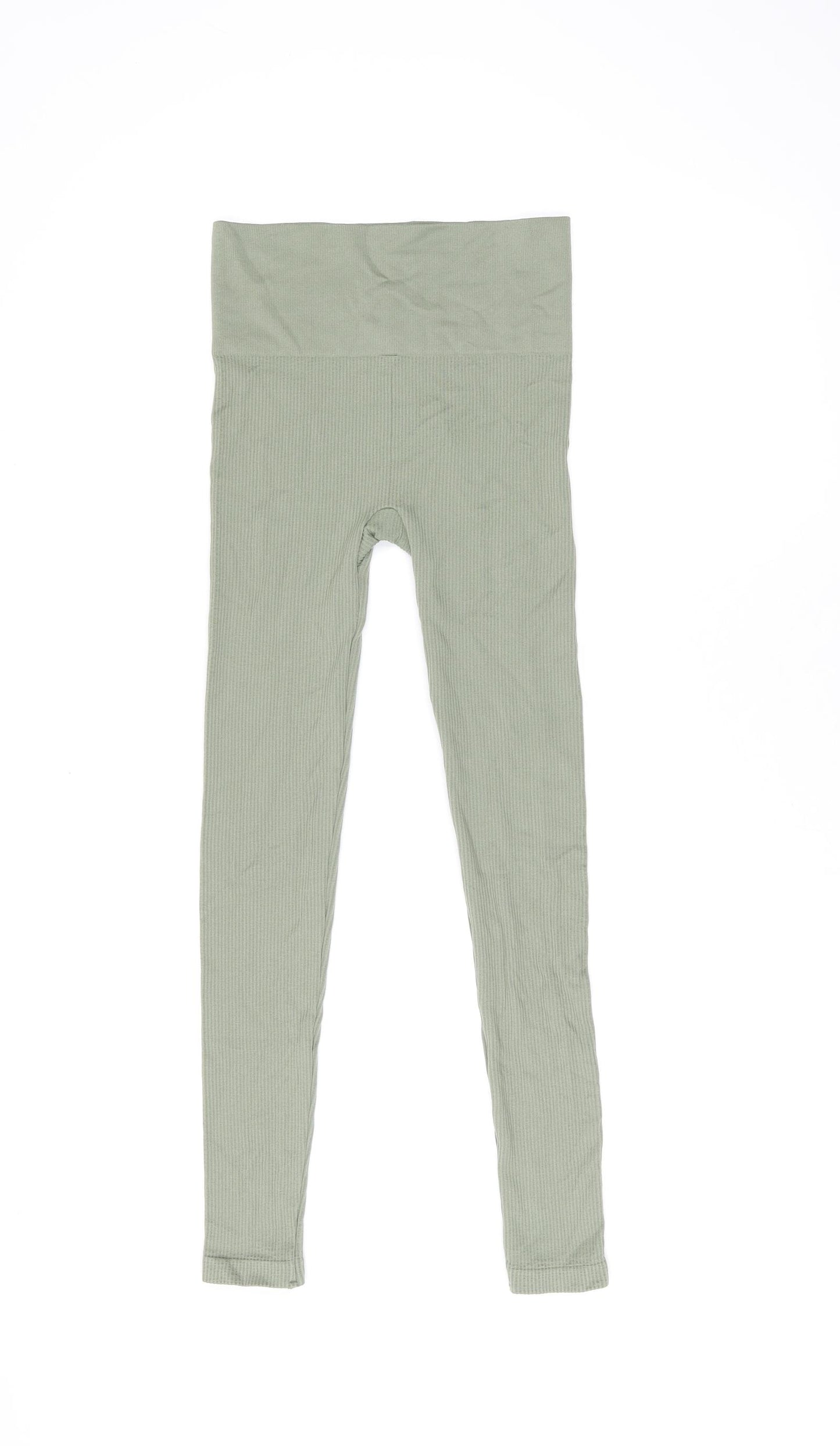 Stradivarius Womens Green Polyamide Capri Leggings Size S L24.5 in - Ribbed