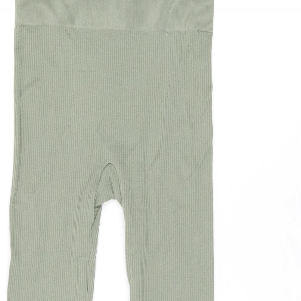 Stradivarius Womens Green Polyamide Capri Leggings Size S L24.5 in - Ribbed