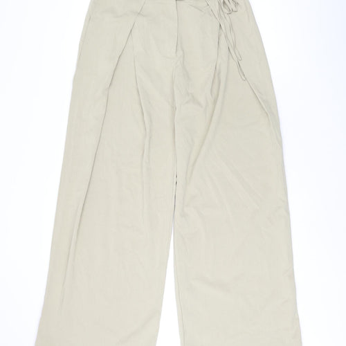 Salanta Womens Beige Polyester Trousers Size L L30 in Regular Zip