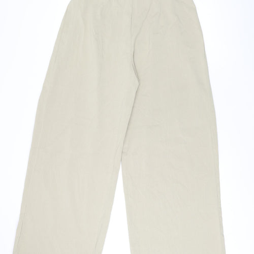 Salanta Womens Beige Polyester Trousers Size L L30 in Regular Zip