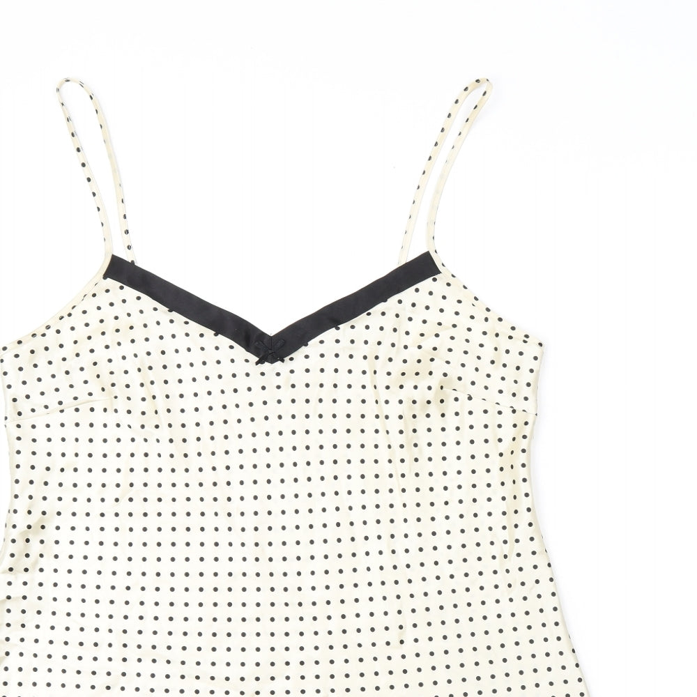 Marks and Spencer Womens Beige Polka Dot Polyester Camisole Tank Size 12 V-Neck