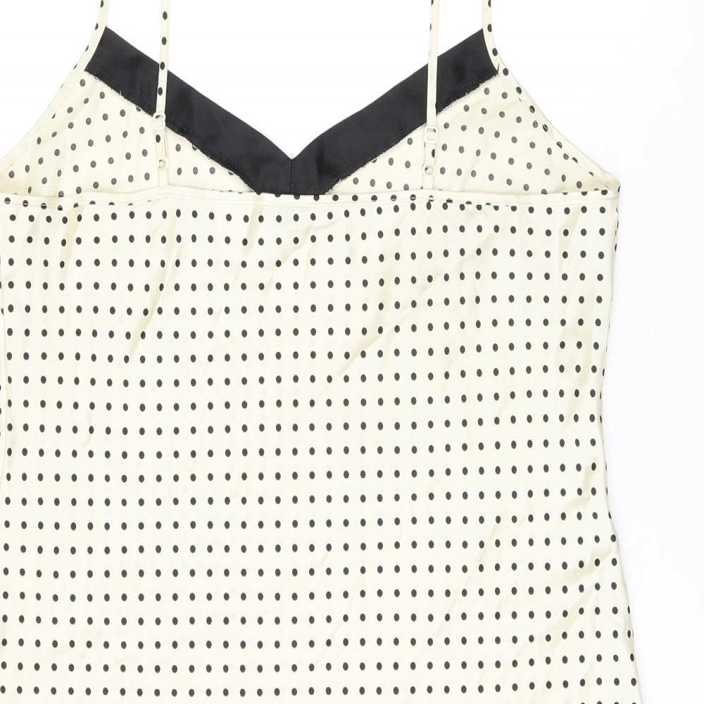 Marks and Spencer Womens Beige Polka Dot Polyester Camisole Tank Size 12 V-Neck