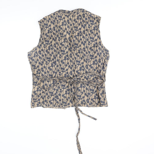 Kaliko Womens Brown Geometric Cotton Wrap Tank Size 16 V-Neck