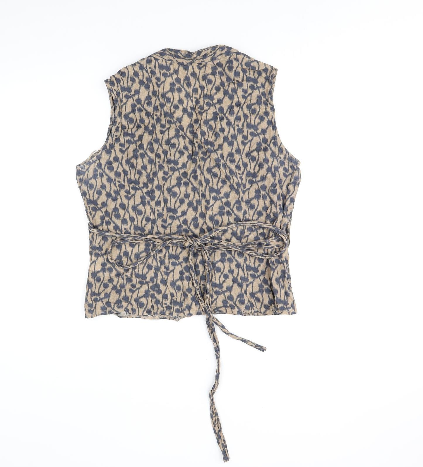 Kaliko Womens Brown Geometric Cotton Wrap Tank Size 16 V-Neck