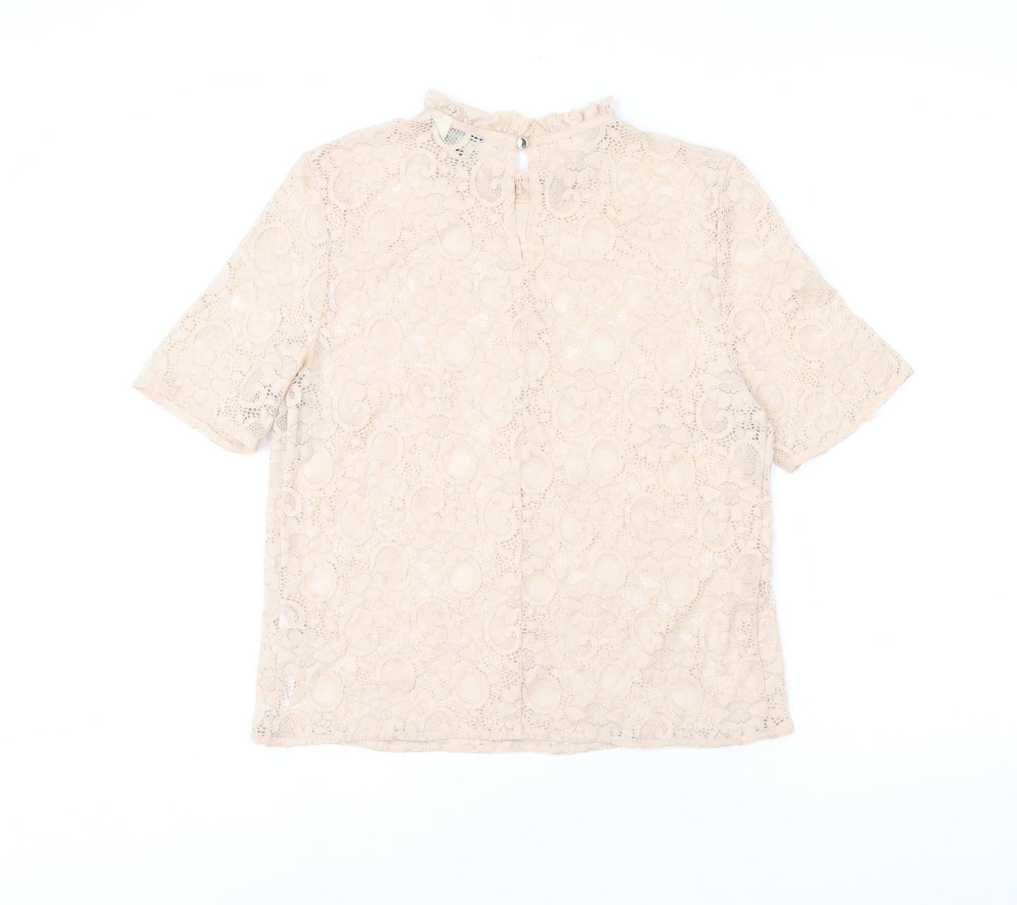 Miss Selfridge Womens Pink Floral Nylon Basic T-Shirt Size 10 Round Neck
