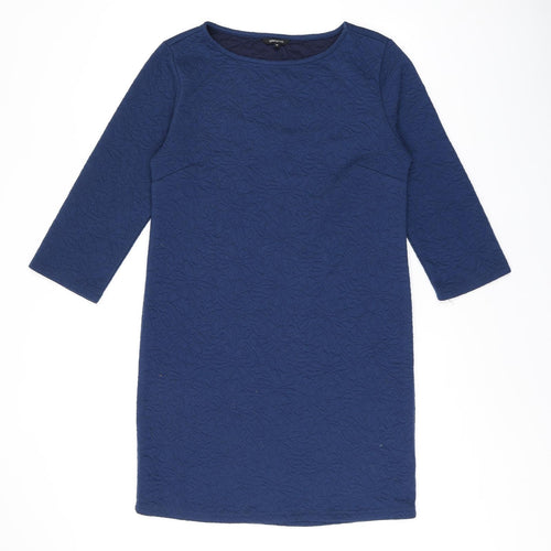 Greenpoint Womens Blue Floral Polyester A-Line Size 10 Boat Neck Pullover