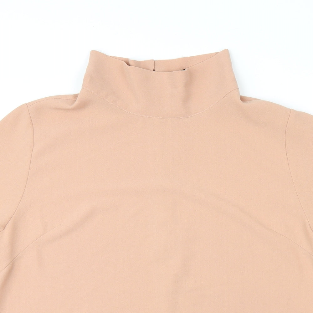 Influence Womens Pink Polyester Basic Blouse Size 14 High Neck