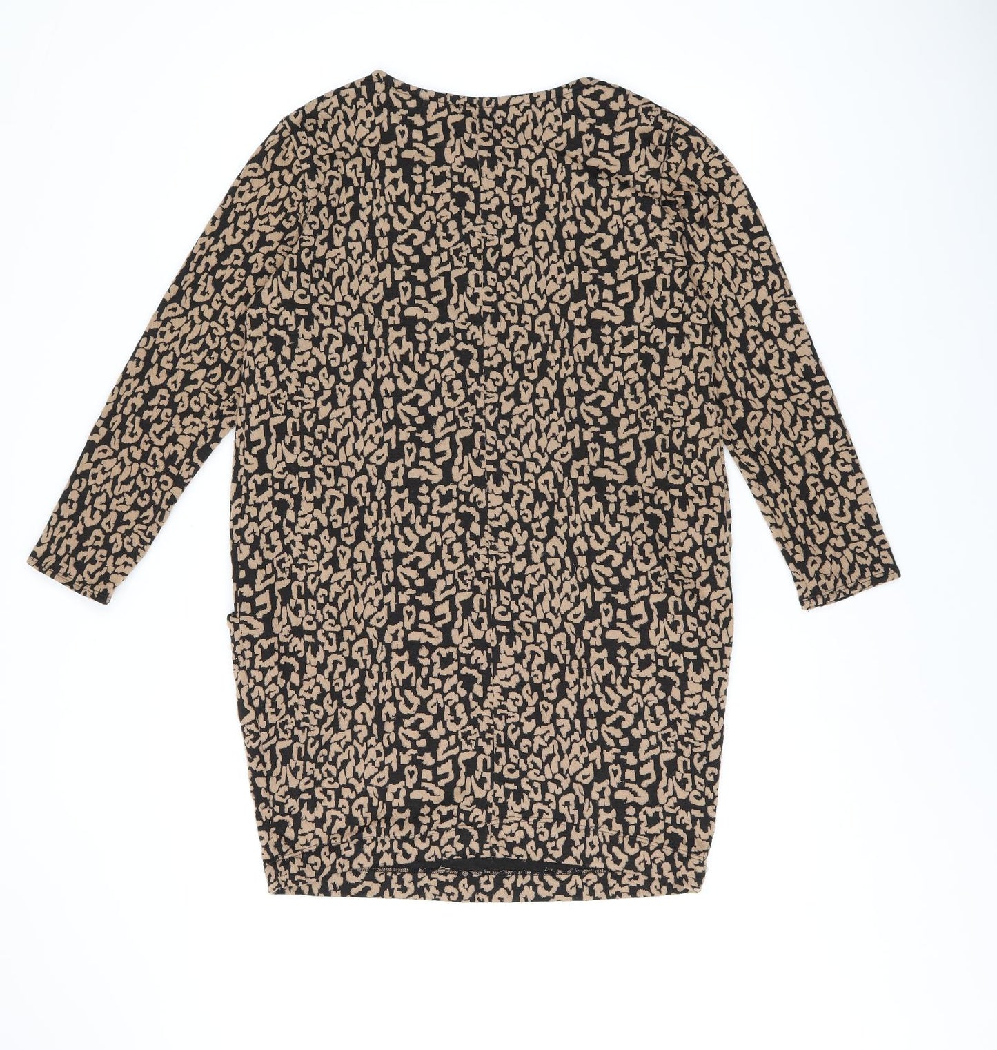 Very Womens Brown Animal Print Polyester Shift Size 10 Boat Neck Pullover - Leopard Print