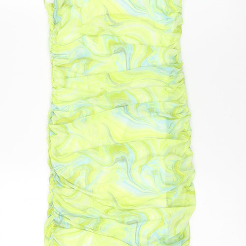 Quiz Womens Green Geometric Polyester Bodycon Size 10 Cowl Neck Pullover - Marble Print