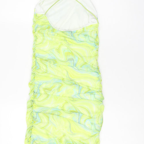 Quiz Womens Green Geometric Polyester Bodycon Size 10 Cowl Neck Pullover - Marble Print
