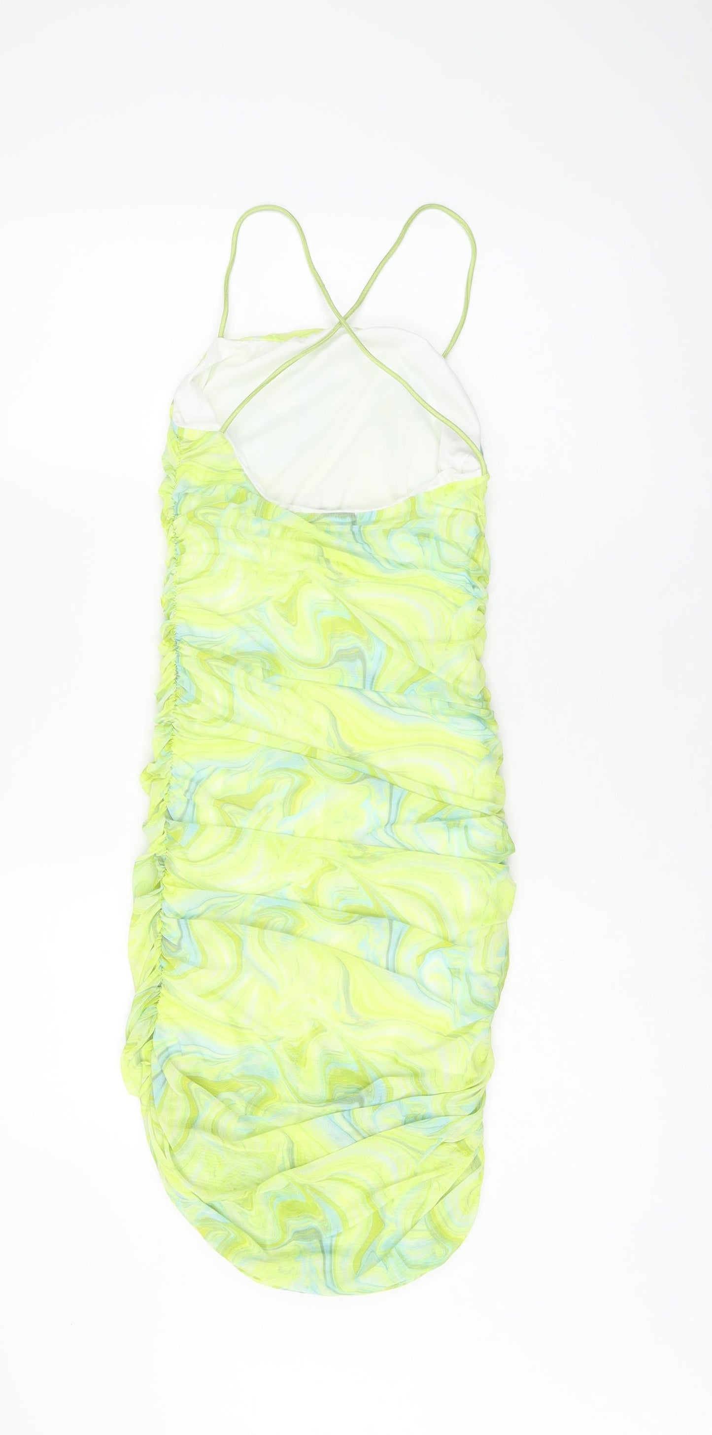 Quiz Womens Green Geometric Polyester Bodycon Size 10 Cowl Neck Pullover - Marble Print