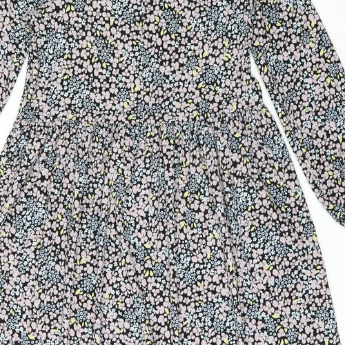 Monki Womens Multicoloured Floral Polyester A-Line Size 6 Collared Button