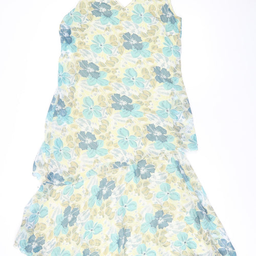 Klass Womens Multicoloured Floral Polyester Tank Dress Size 14 V-Neck Pullover