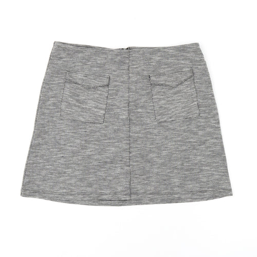 Miss Selfridge Womens Grey Polyester A-Line Skirt Size 14 Zip