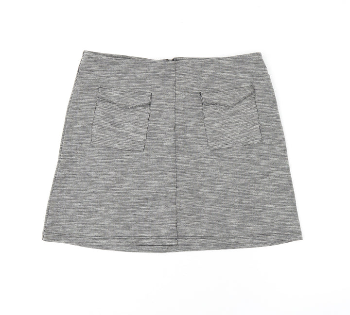 Miss Selfridge Womens Grey Polyester A-Line Skirt Size 14 Zip